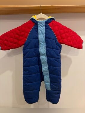 Hanna Andersson Colorblock Toddler Puffer Snowsuit - Navy, Red & Yellow